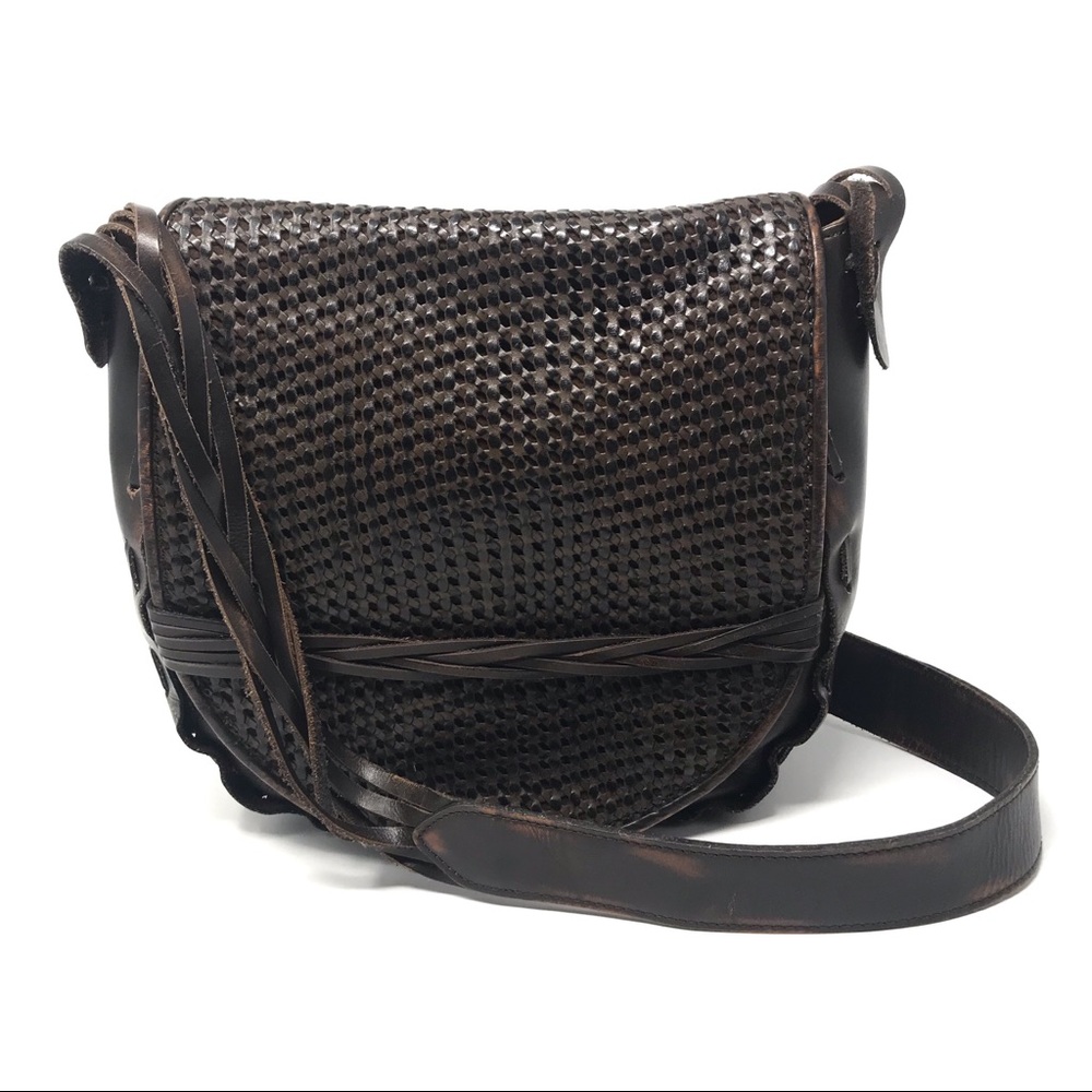 Patricia Nash Firenze Brown Woven Saddle Bag